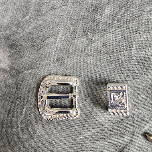 Hat Buckle Set, Silver, for 3/8 inch hatband,