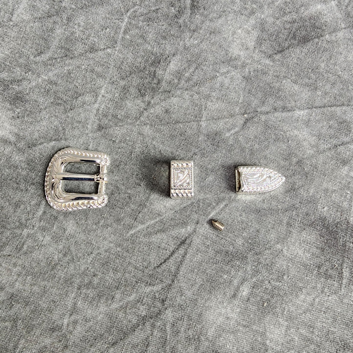 Hat Buckle Set, Silver, for 3/8 inch hatband,